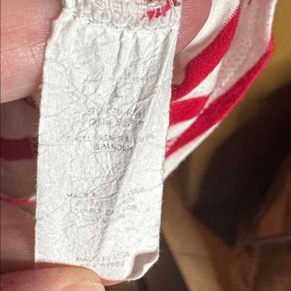 Green Envelope Red & White Stripe Square Neck Short Sleeve Top Size Large - Picture 4 of 6